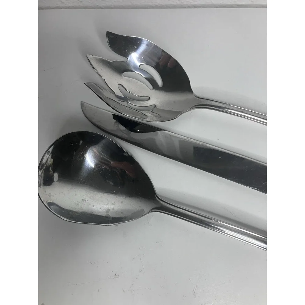 Reed & Barton Stainless RIBBON CREST Ribbon Bow Plume 3 Piece Serving Set